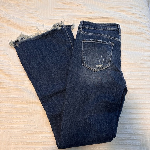 Lovervet By VERVET Dark Wash Destroyed High Rise Flare Jeans - Picture 7 of 9